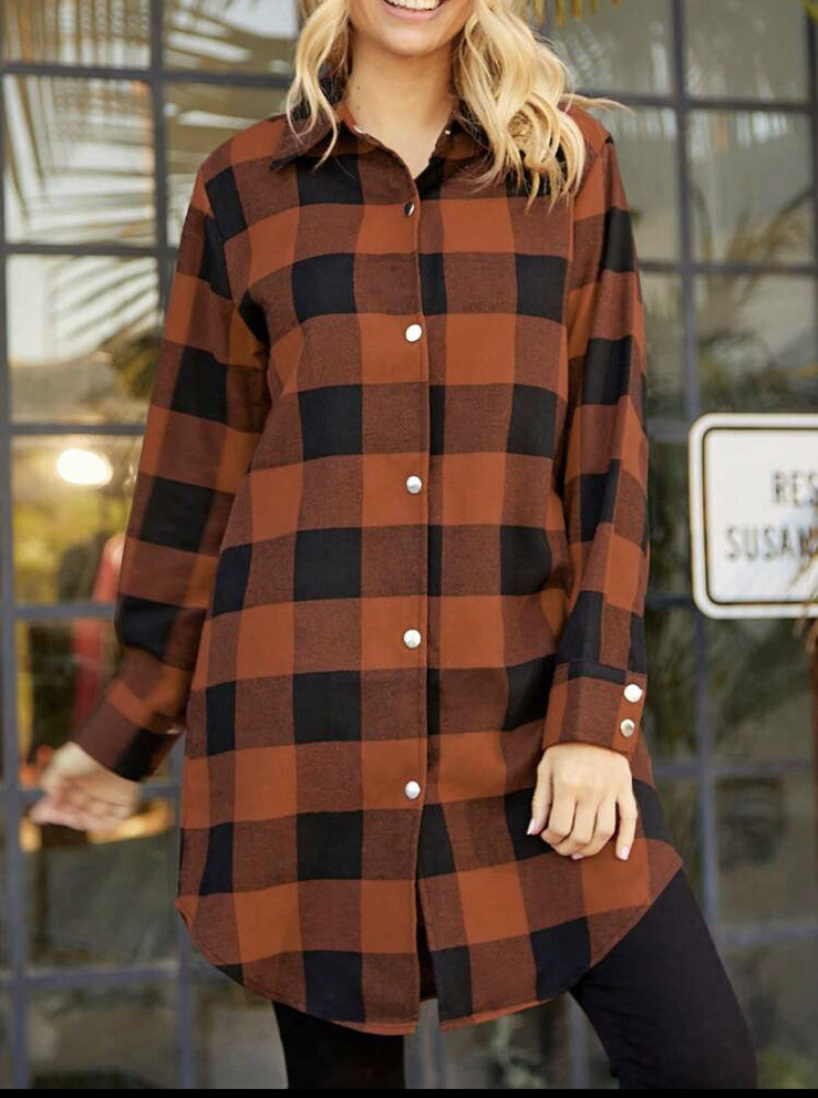 Wonen Flannel Button Down Shacket Jacket Coat - image 1