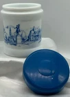 Vintage Old Boston Paul Revere Tobacco Humidor Canister Milk Glass~Plastic Lid