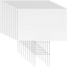 10 Pack 18 x 12 Inches White Corrugated Plastic Yard Sign with Metal Stakes