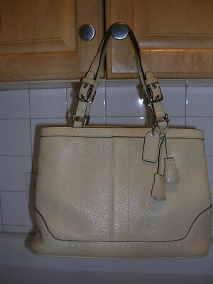 Authentic Coach Hampton Pebbled Leather Tassel Satchel Handbag