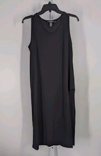 Donna Karan New York Vintage 90s Y2K Black Bodycon Leg Slit Dress M Stretch DKNY