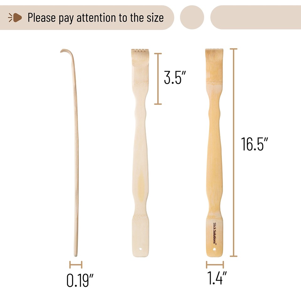 2Pcs Wooden Bamboo Back Scratcher Long Handle Itch Relief Finger-Like ...