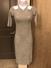 Size Small Gray Womens Knit Sweater Bodycon Dress