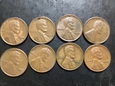 1950s Lincoln Wheat Cents 8 Coin Lot Free Shipping