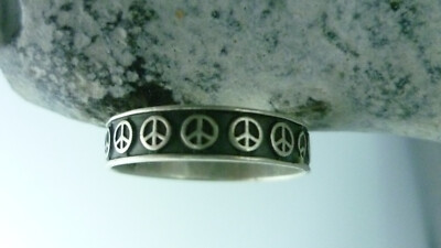 Ring Band Ring Peace Sign Peace 925 Sterling Silver