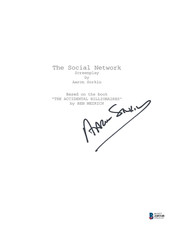 WRITER AARON SORKIN SIGNED THE SOCIAL NETWORK FULL MOVIE SCRIPT BECKETT FACEBOOK WRITER AARON SORKIN SIGNED THE SOCIAL NETWORK FULL MOVIE SCRIPT BECKETT FACEBOOK