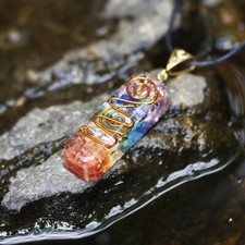 Natural 7 Chakra Orgone Energy Healing Pendant Necklace  Free Shipping