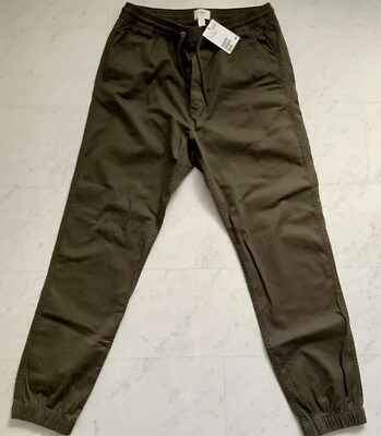 H&M Joggers mit Kordelzugbund, Bündchen an den Beinabschlüssen. Khaki, Gr.S