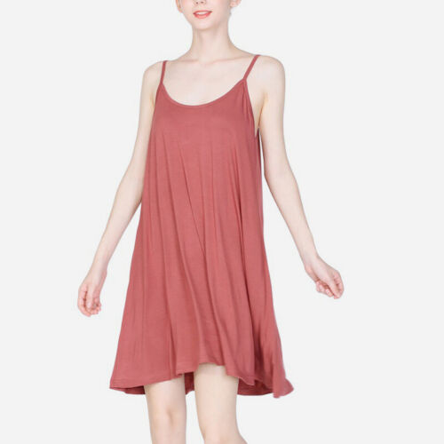 Women's Sleeveless Nightgown Sleepwear Stretch Nightdress Scoop Neck Nightshirt - Picture 48 of 82