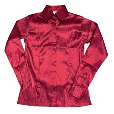 70199BURG Royal Highness Taffeta Concealed Zipper Show Shirt - Burgundy NEW