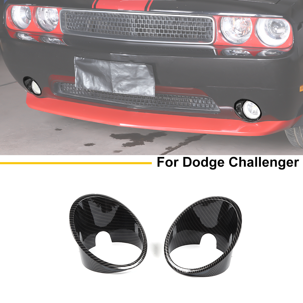 2x Front Fog Light Trim Bezels Accessories for Dodge Challenger 2009-2014 Carbon