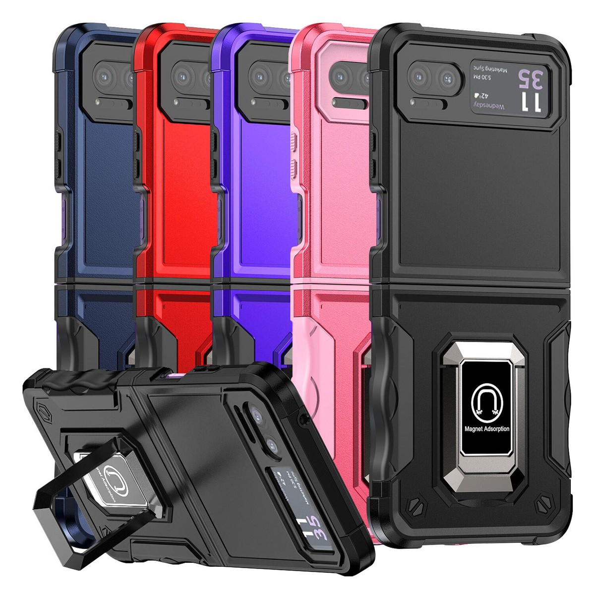 Custodia Per Motorola Razr 40 Ultra / Razr Plus 2023 Con Anello Porta Carte E Supporto A Cavalletto 360° | Silicone Antiurto Per Donne | Copertina Protettiva XT2321-3 - 5