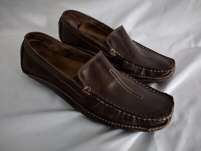 Clarks England Driving Loafer Men 11M Brown Leather Slip On Square Moc Toe Shoes $_12.JPG?set_id=880000500F main image 3