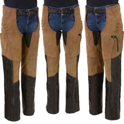 Milwaukee Leather 6504 Women's Brown and Black Leather Motorcycle Riding Chaps