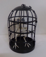 Skeleton Crow in Cage Prop Bird Bones Plastic Halloween Decoration 10" x 7" appr