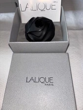 Lalique Crystal Black Bud Vase France Signed Glass Flower Vase