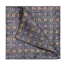 Men's 100%Silk Twill Handkerchief brownish gray Circle Pocket Square 30cm 11.8in