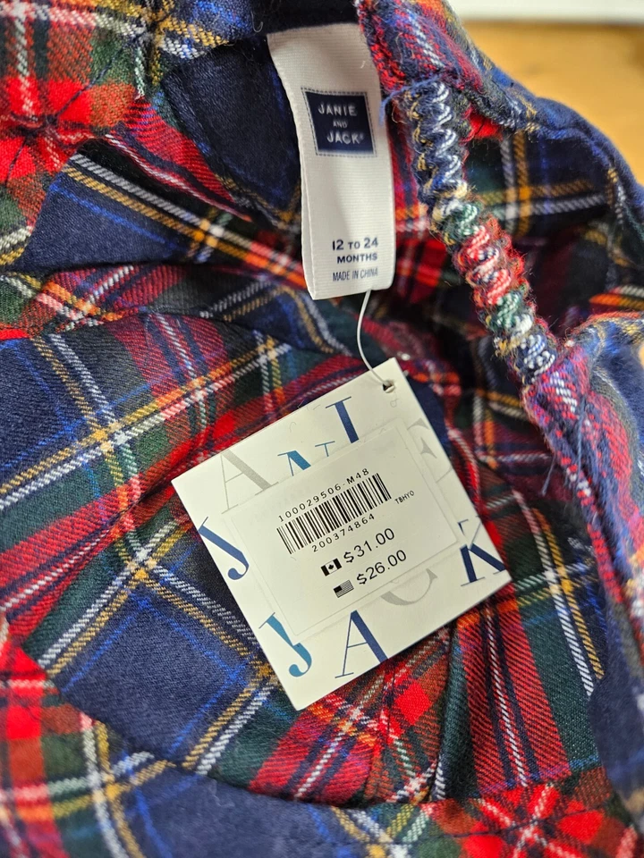 Nuevo Janie and Jack Gorra Roja a Cuadros Niños 12 a 24 Meses Sombrero Verde Azul Foto 4 de 4