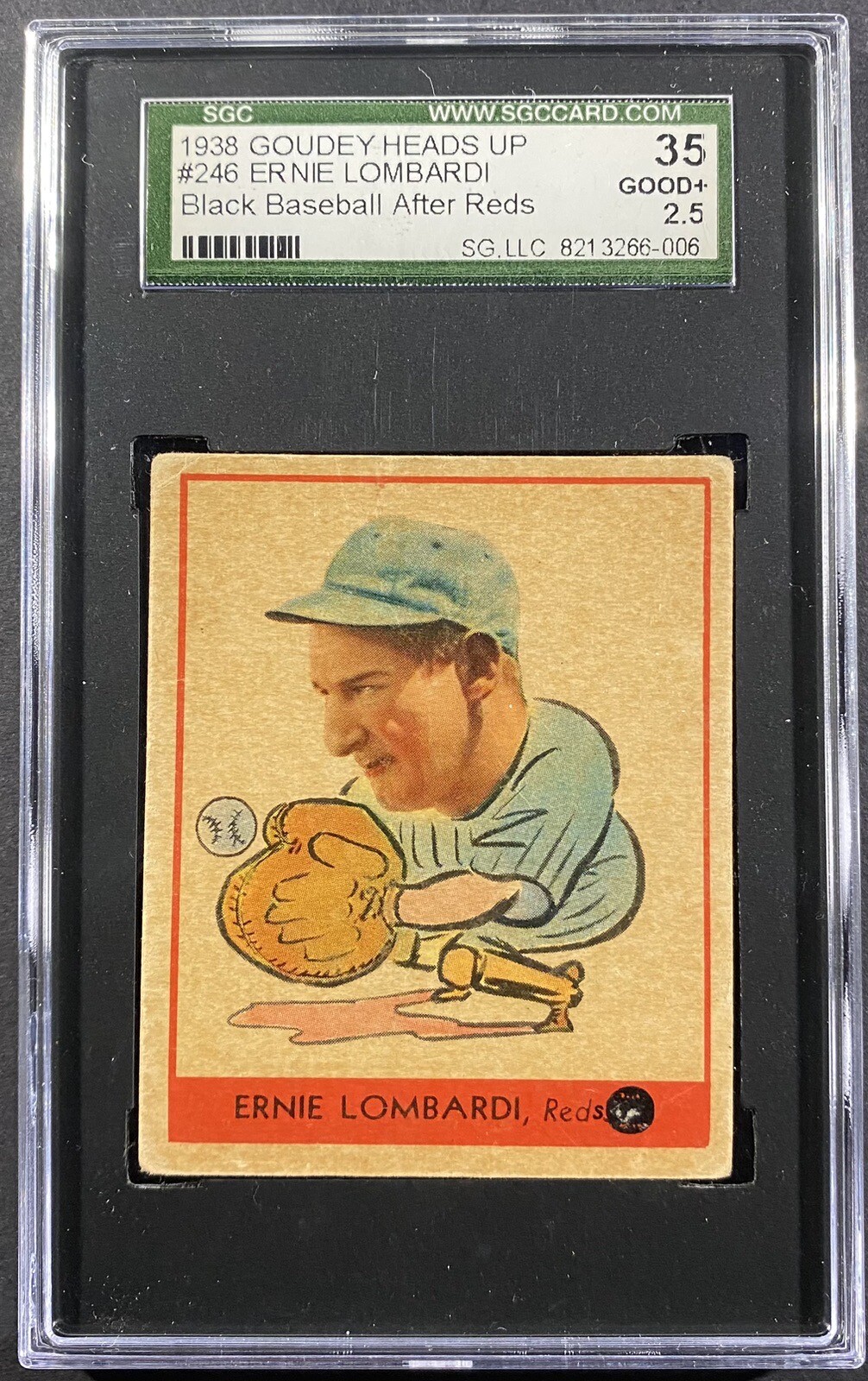 1938 Goudey 246 Ernie Lombardi Reds Black Baseball SGC 2.5 GD+ HOFer