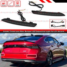 For 23-25 Accord Smoke Lens Rear Bumper Dynamic Sequential LED Light Reflectors