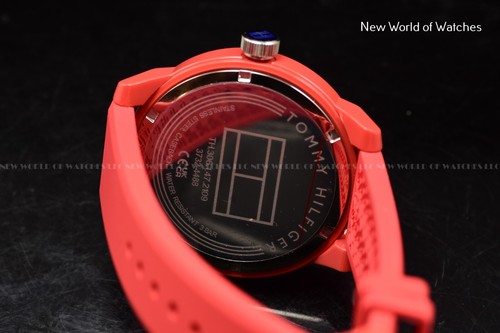 Tommy Hilfiger Men's DENIM 44mm VALENTINE RED Quartz ALL RED Rubber Strap Watch - Picture 6 of 14
