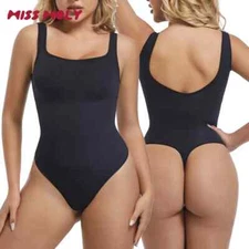 Tummy Control Bodysuit Women Shapewear Backless Square Neck Tank Top Thongs Body