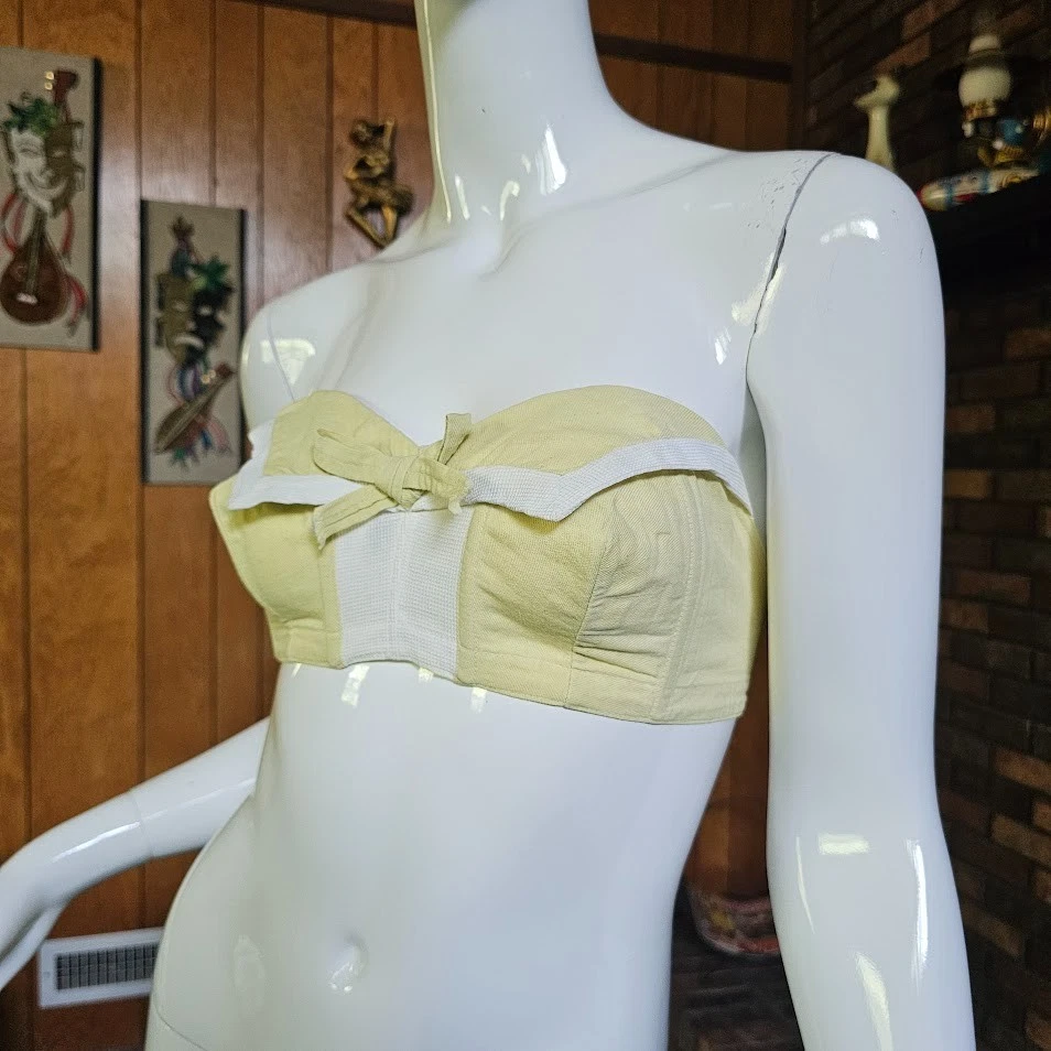 Sujetador corto vintage años 50 pin up pastel de queso plegable deshuesado sin tirantes 32 XS/S Foto 3 de 4