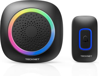 TECKNET Funkklingel, Kabellose Türklingel Batteriebetrieben Mit RGB Licht, 60 Me