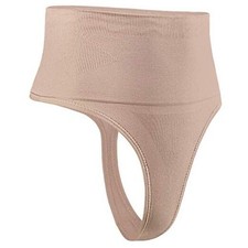 Women's Mid-Waist Seamless Tummy Control Thong Shapewear Medium-Large Nude