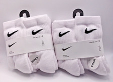 12 Pairs NIKE Kids Unisex Cushioned Crew Socks White, YTH Shoe Size 10c-3y