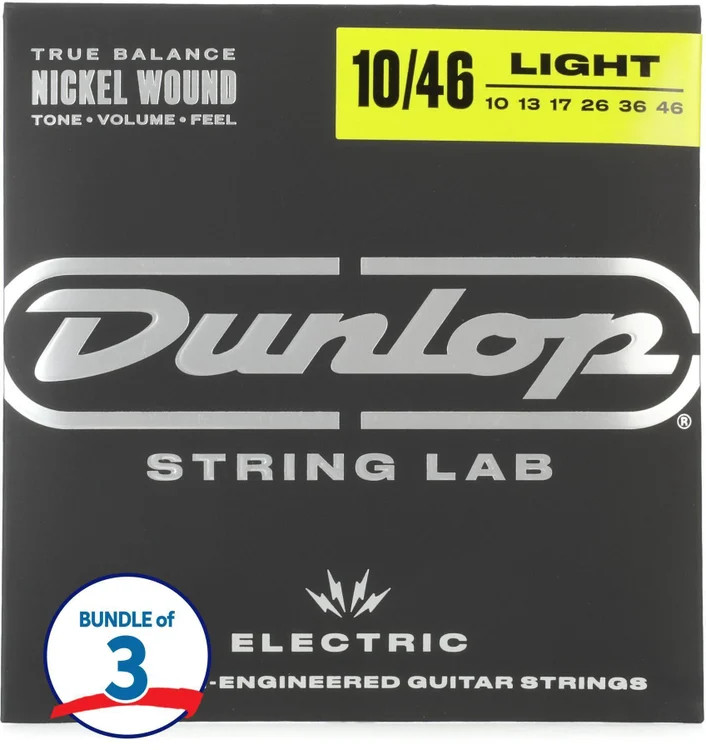 Dunlop DEN1046 Nickel Plated Steel Electric Strings -010-046 Medium 3-pack 3590₽