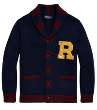 NEW Polo Ralph Lauren NY R Capt Navy Burgundy Cardigan Sz. SM