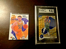 Luka Doncic card set - 2020-21 Panini Mosaic #47 & 2024-25 Lakers Debut card