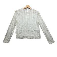 Zara Women's Lace Sheer White Long Sleeve Shirt Blouse Size XS Romantic