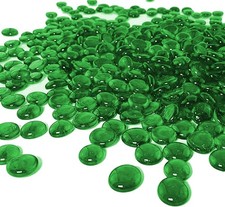 ARSUK Green Glass Pebbles 1lb Bulk Pack   100pcs Flat Small, Green Color