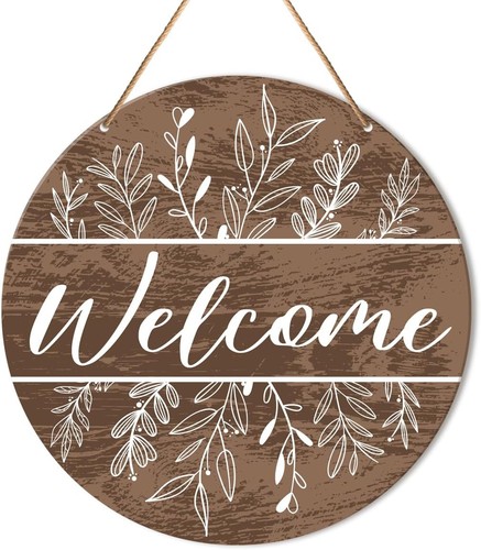 Welcome Sign Front Door Decor, Wood Hanging Decor Farmhouse Y2 - Picture 1 of 5