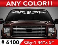 TRANSFORMERS DECEPTICON TRIBAL WINDSHIELD DECAL STICKER 44"wx5 Any 1 color