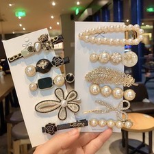5pcs Women's Hairpin Side Hair Clip Set Designer Pearl Headwear Bangs Hairpin He