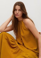 Mango Flowy Ruffled Dress (Mustard)