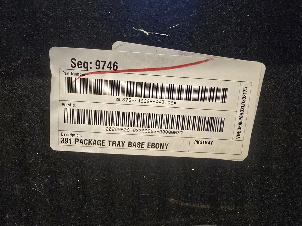 2017-2020 FORD FUSION OEM REAR DECK SHELF w/ Ebony Carpet Part# LS73F46668 - Image 4 of 4