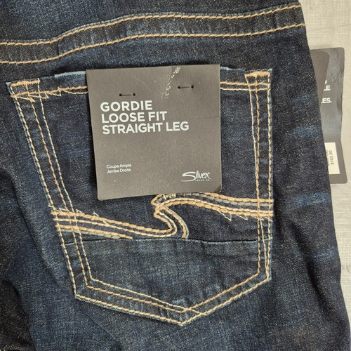 NWT MEN'S SILVER JEANS 34x32 Gordie Relaxed Fit Straight Leg Max Flex - 0393 - Picture 7 of 10