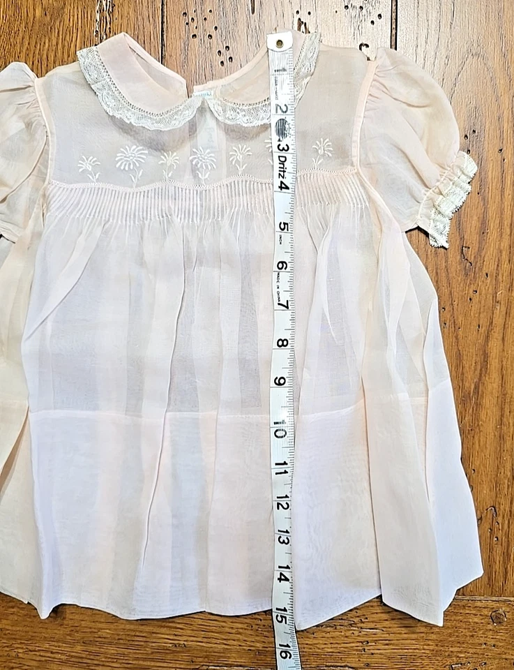 Vestido Rosa Vintage Feltman Brothers Bebé Niña 6-12M Bordado Calado Foto 4 de 4