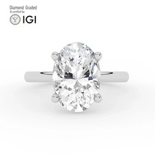 Oval Diamond Engagement Ring Platinum Labgrown 3 Ct Solitaire