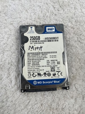 250GB WD Scorpio Blue WD2500BEVT SATA 2.5 Laptop Hard Drive UNTESTED