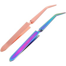 2 Pcs Tweezers for Nail Art Shaper Cuticle Tools Nails Multifunctional Care