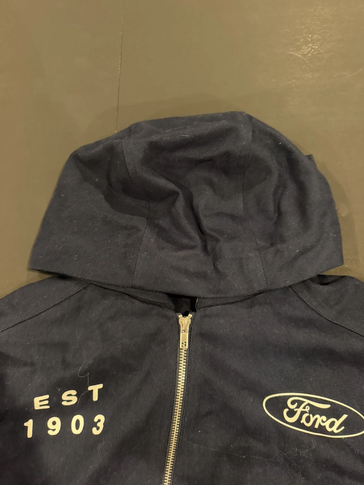 Ford Est 1903 Mechanic Jacket Mens Small Navy Workwear Graphic Shop Coat image 4