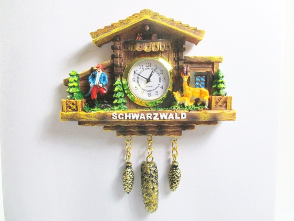 Black Forest Cuckoo Clock Magnet Poly Souvenir Germany Correct Clock Black Fo...