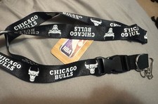 Chicago Bulls Black With White Lettering Lanyard W/ Detach Buckle