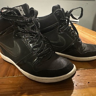 RARE NIKE FORCE woman s sky high sneakers with hidden heal 