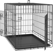 30/36/42 Inches Double Door Dog Crate Folding Metal Wire Dog Kennel Cage with Tr